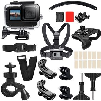 G10-TZ02 25 in 1 voor GoPro Hero 9/10 Sport camera accessoire set Waterdichte behuizing borstband Hoofdband Polsband set