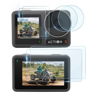 SUNNYLIFE OA3-BHM495 6 stks/set Gehard Glas Screen Protector voor DJI Osmo Action 3 Anti- Scratch Camera Lens Film + Screen Film Combo
