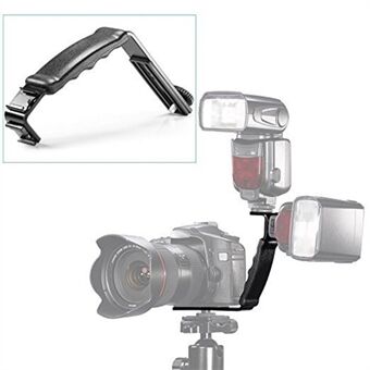 Fotografie Invullicht Houder Micro Camera Frame Mount DV Camera Beugel L-Vorm Bilaterale Beugel met Cold Shoe, 1/4 "Adapter