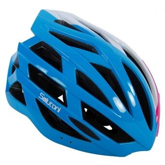Dames fietshelm blauw/wit/roze 58-61 cm