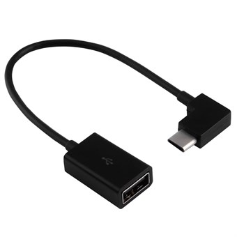 UC-017 Haaks 90 graden Type-C mannelijk naar USB 2.0 vrouwelijk OTG-kabel voor smartphones, tablet en laptop - zwart